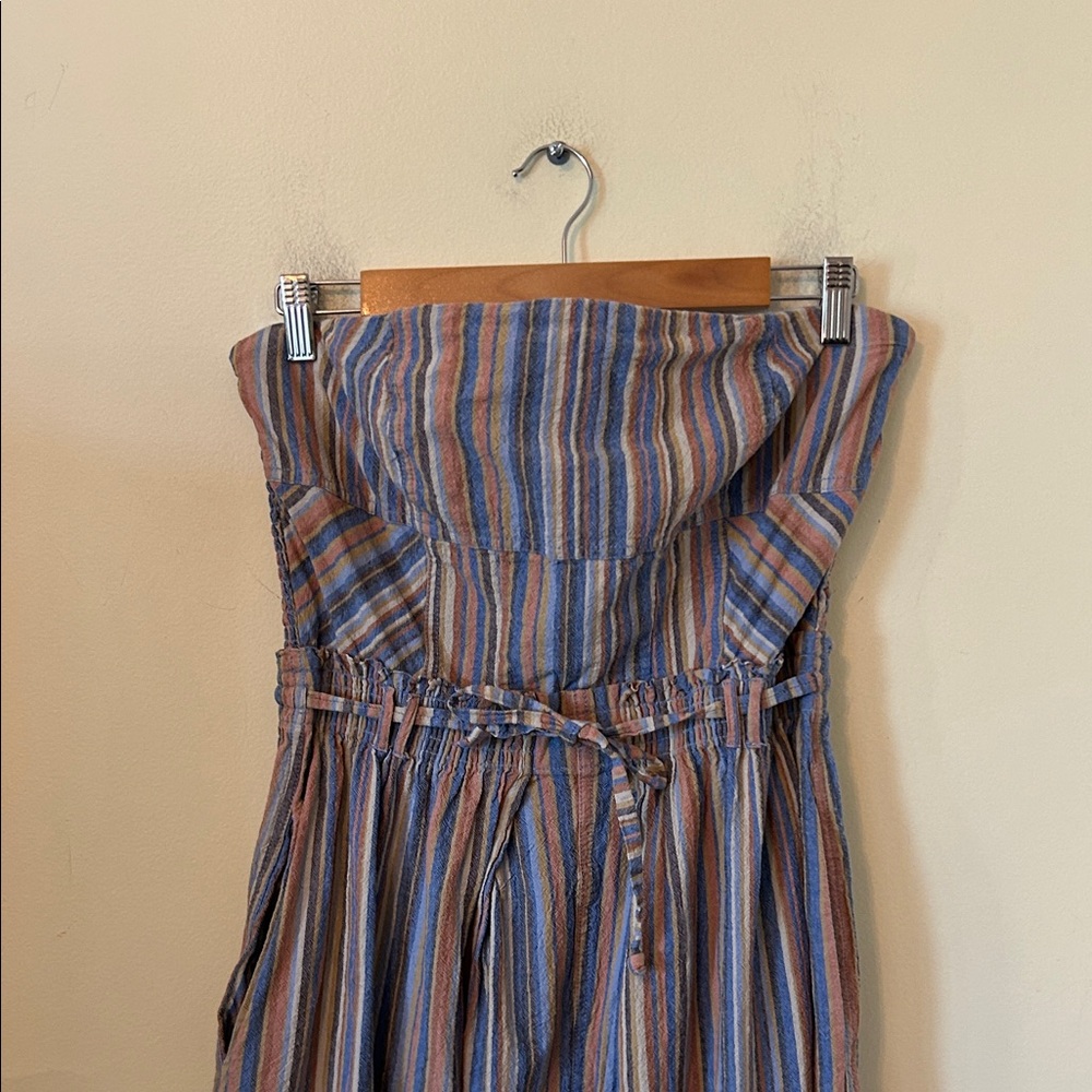 Free People Roaming Shores Striped Strapless Jumpsuit Size L - Picture 4 of 14